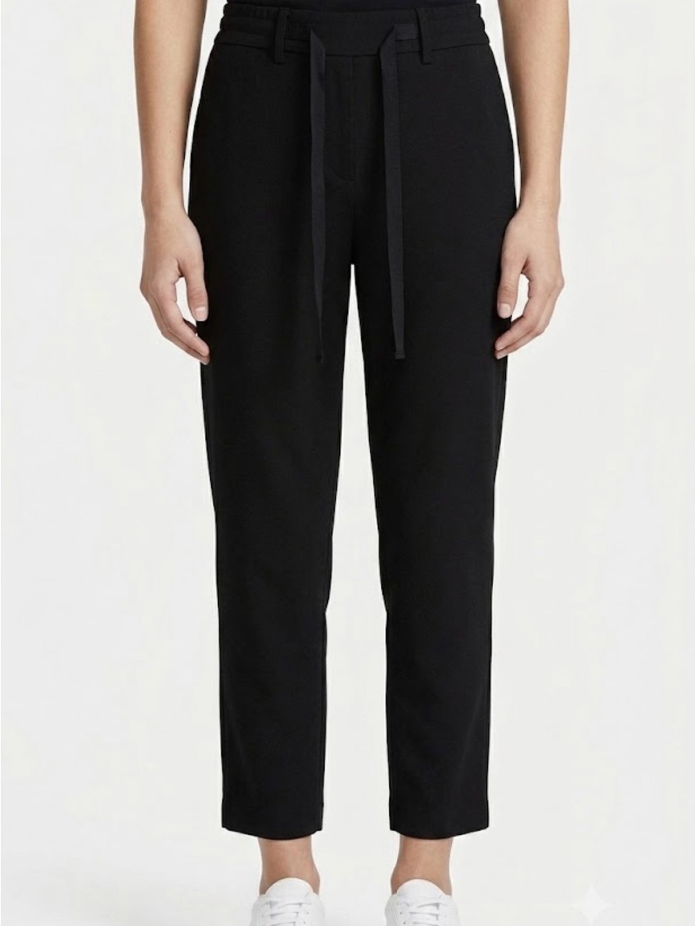 Vince Cropped Drawstring Pull-on Jogger Pants Black XS Timeless Chic Easy Comfy